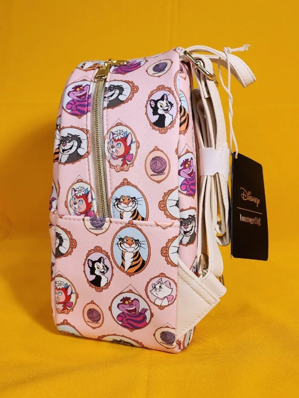 Loungefly Disney Cats Portrait Pink AOP Marie Figaro Dinah Mini Backpack NEW